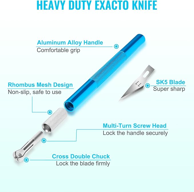 DIYSELF 55 PCS Exacto Knife Set, Hobby Knife Kit, A5 Mat & Blades Included