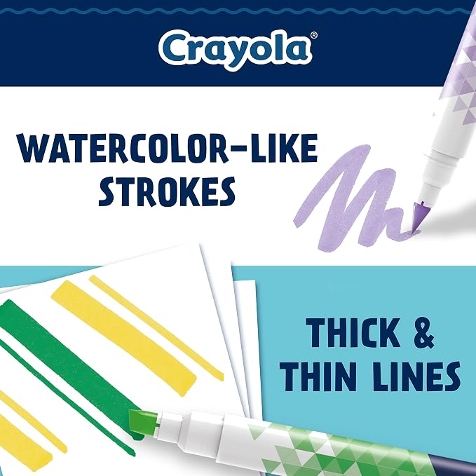 Crayola Dual Chisel Tip & Brush Markers (12ct), Markers for Adults, Art Marker Set, Coloring Supplies, Gifts for Teens & Adults