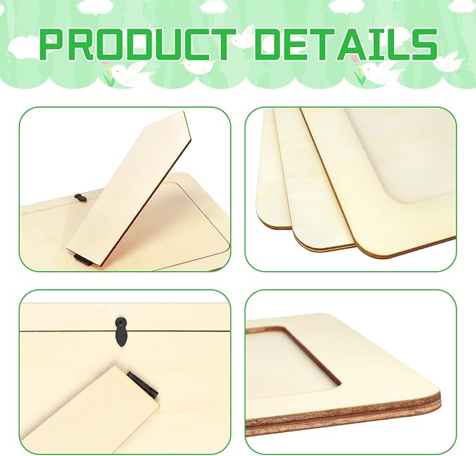 VOKOY 10 Pack Wooden Picture Frames for Crafts, DIY Wood Craft Picture Frames Bulk for 4" x 6" Photos,Unfinished Standing Photo Frames DIY Crafts Wood Decorate for Birthday Party Gifts