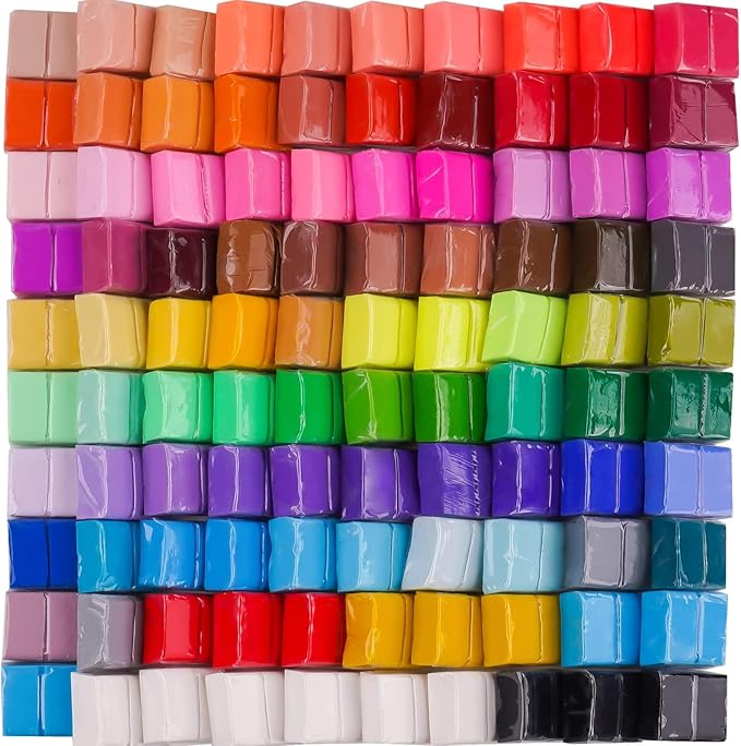 Tomorotec 100PCS Polymer Clay Value Pack 82 Colors in Bulk | Individually Wrapped Small Blocks Starter Kit with Tools, Oven Modeling Clay, Baking Clay for Sculpting for Kids Beginner