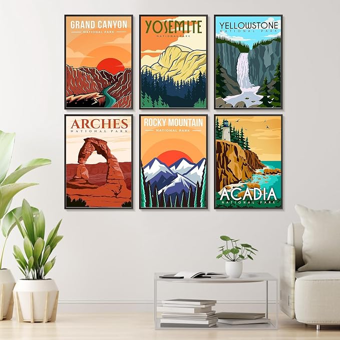Offito 6 Pack Paint by Numbers Kit for Adults, National Park, 10x14 Inch | Acrylic Number Painting Set, DIY Canvas Art Craft Kit, Beginner Friendly, Home Wall Decor, Stress Relief Relaxing Hobby Gift