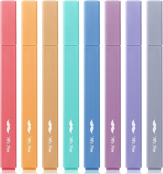 Mr. Pen- Aesthetic Highlighters No Bleed, 8 Pack, Assorted Colors | Chisel Tip, Cute Highlighters Assorted Colors for Journaling, Highlighting, Underlining, Fast Dry, Back to School Supplies