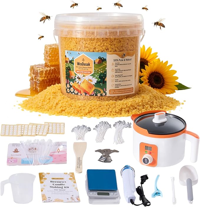 WcoDusak 6LB Beeswax Candle Making Kit for Adults with Digital Wax Melter