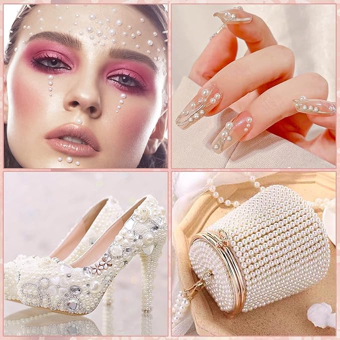 1980Pcs Self Adhesive Pearl Stickers, Shynek Pearls Sticker Gems for Hair, Face, Makeup, Eye, Nail, Crafts, Assorted Sizes