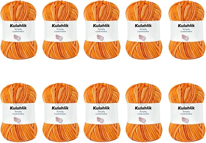 500g(10x50g) Acrylic Yarn for Crocheting and Knitting, Colorful Gradient Yarn Thread, 10 Rolls Skeins, Multicolor Hilo Acrílico, Perfect for DIY Crafts Project