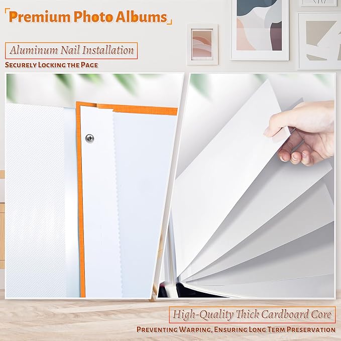 Artfeel Photo Album Self Adhesive Scrapbook,60 Pages Large Photo Book for 4x6,5x7,8x10 Pictures,DIY Album for Baby Wedding Family Travel Birthday,with Metallic Pen and Scraper