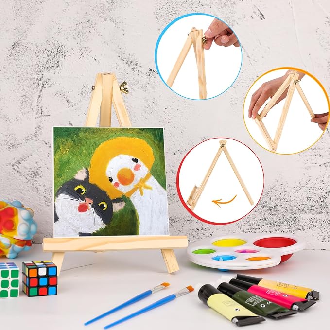 32 Pack 9 Inch Wood Easels, Easel Stand for Painting Canvases | Art and Crafts, Tripod Painting Party Easel, Kid Student Tabletop Easels for Paint, Portable Canvas Photo Picture Sign Holder