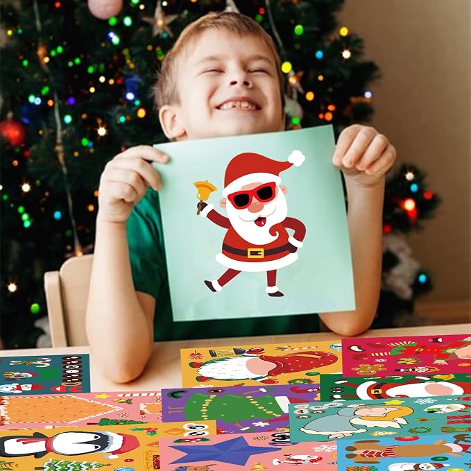 36 Sheets Christmas Stickers, Christmas Crafts Make Your Own DIY Stickers for Holiday Games Gifts Party Supplies