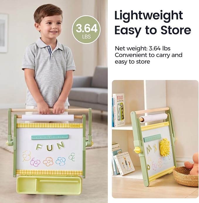 Tiny Land Tabletop Kids Art Easel, 5-Level Magnetic Drawing Board
