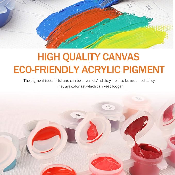 Maomaomi Wooden Framed Paint by Numbers DIY Acrylic Painting Kit for Kids & Adults Beginner – 16" Wx12 L Mimi Dog Pattern