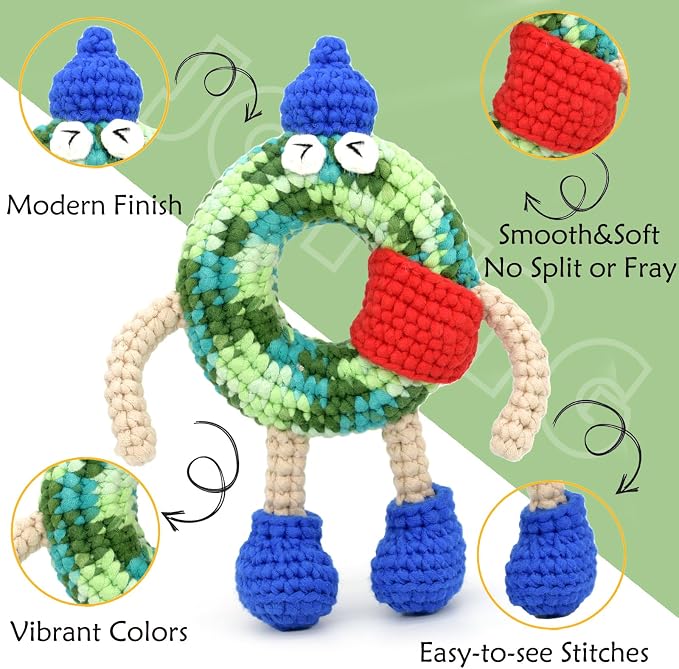 3 Pack Rainbow Beginner Crochet Yarn for Crocheting and Knitting Multicolor Cotton Crochet Yarn for Beginners with Easy-to-See Stitches Cotton-Nylon Blend Easy Yarn for Beginners(Army Green Tone)