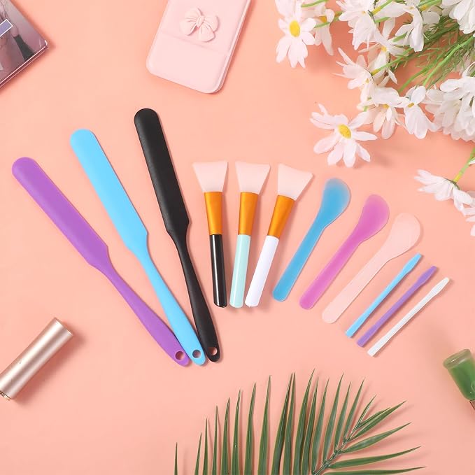 12 Pcs Silicone Resin Stir Sticks Kit for Epoxy UV Casting, Silicone Epoxy Brushes Reusable DIY Craft Tool for Mixing Resin Non-Stick Waxing Wax Stick for Mixing Resins Paint, Waxing, Liquid