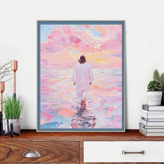 Jesus Paint by Numbers Kit for Adults Framed Canvas, with Wooden Easel