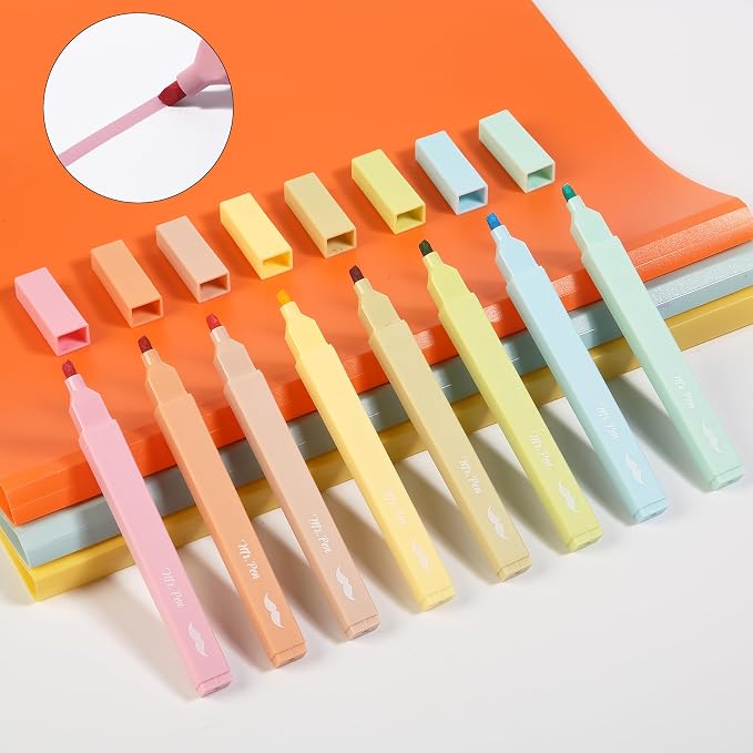 Mr. Pen- Aesthetic Highlighters No Bleed, 8 Pack, Assorted Colors | Chisel Tip, Cute Highlighters Assorted Colors for Journaling, Highlighting, Underlining, Fast Dry, Back to School Supplies