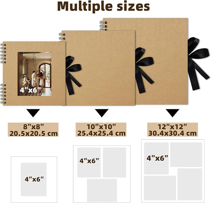 Scrapbook Photo Album DIY 10x10 Inch Thick Kraft 40 Pages Kraft