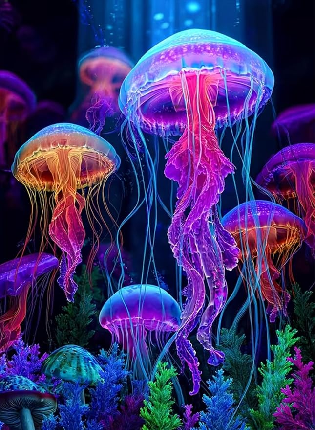 AIBOERL Diamond Art Kits for Adults，Jellyfish Diamond Painting Wall Decor | Round Drill Jellyfish Diamond Painting for Beginners DIY Rhinestone 5D Diamond dots(Gemstone Craft)Wall Art Gift 12x16IN