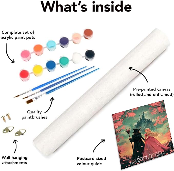 Witch Princess Paint by Numbers Kit for Adults Beginner with Framed | Easy Adult Paint by Number Kits on Canvas DIY Painting for Beginners Art by Numbers for Home Wall Decor 10x12 Inch