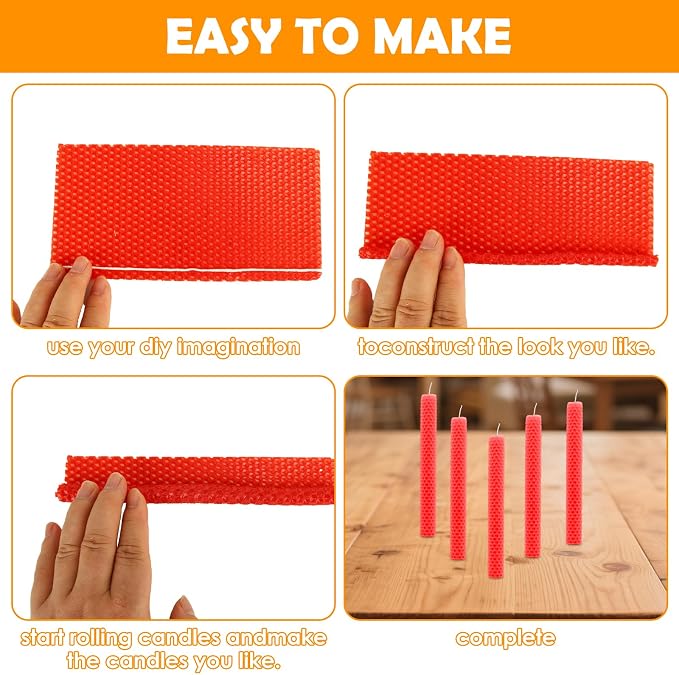 GBACHOOSE 4x8 Inch Beeswax Sheets for Candle Making, 12 Color | 24PCS Beeswax Candle Sheets with Cotton Wicks, DIY Candle Rolling Kit for Kids Adults, Handmade Craft Gift Supplies
