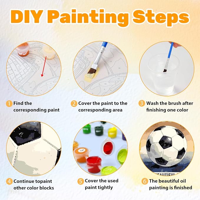 CRZMODE Soccer Paint by Numbers Kit for Adults, Soccer Paint by Numbers for Adults, Acrylic Painting Crafts for Home Decor Gift 16x20inch