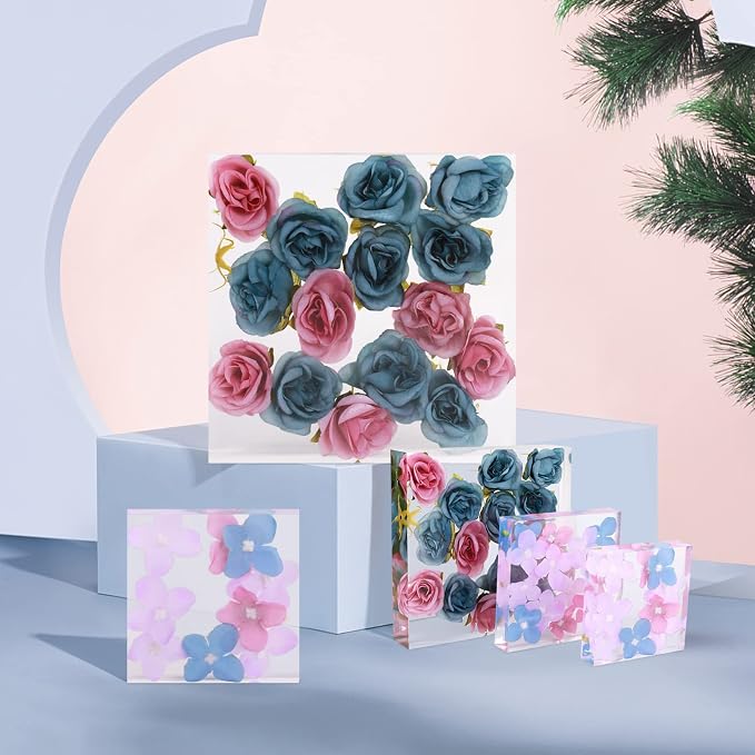 Square Silicone Molds for Resin, Large Resin Mold Glossy Deep Square Molds 6.6''x 2'' w Deep Epoxy Resin Molds for Flowers Bouquet Preservation