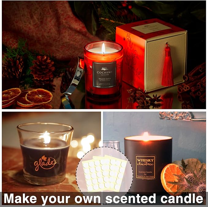 720Pcs Candle Wicks Stickers, with Tail | Heat Resistance, Easy to Peel, Double-Sided, Ideal for Candle Making, DIY, Crafts