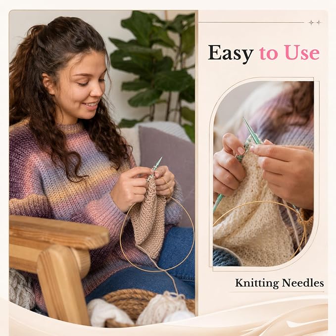 Katech 13 Pairs Interchangeable Circular Knitting Needles (3.0mm~10.0mm) | Knitting Needle Set with Flexible Cables-Perfect for Sweater/Beanie Hat/Blanket/Afghan/Socks-Ideal Gift for Beginners