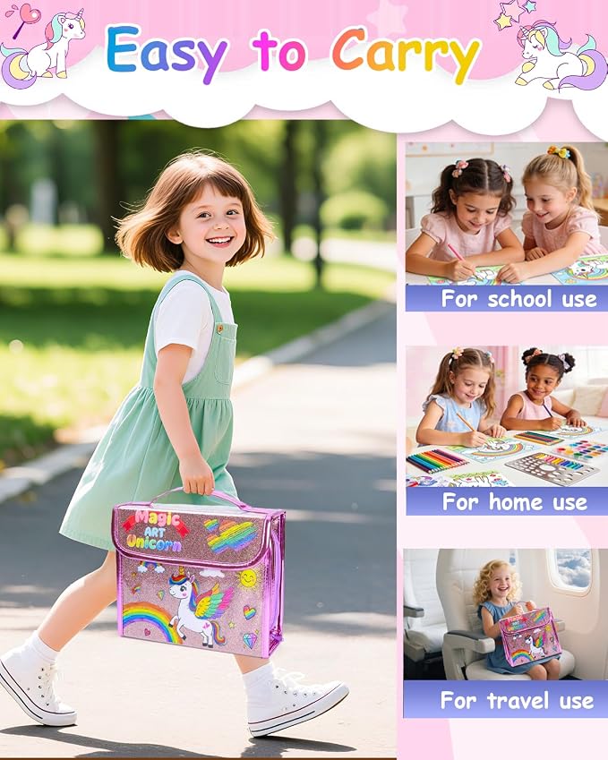 98X Washable Scented Markers Set with Unicorn Pencil Case for Kids Coloring
