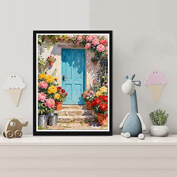 MBNTJHT Scenery Paint by Numbers Kit for Adults Beginner,Unframed Flowers and Door Oil Paint by Number Kits,DIY Acrylic Painting Art Craft Kit for Home Wall Decor 16x20 Inch.
