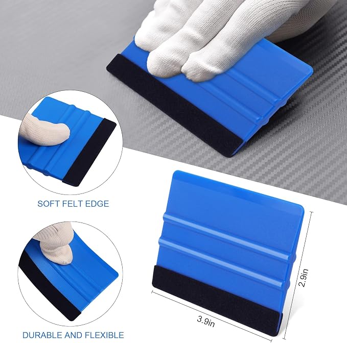 WRAPXPERT Blue Felt Squeegee,2 Pcs Squeegee for Vinyl,Medium Hardness Vinyl Squeegees Scraper Tool Kit for Crafts Car Wrap Window Tint Wallpaper Glass Film Application