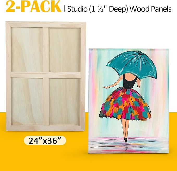 Falling in Art 2 Pack 24x36'' Unfinished Gallery Birch Wood Canvas Panels