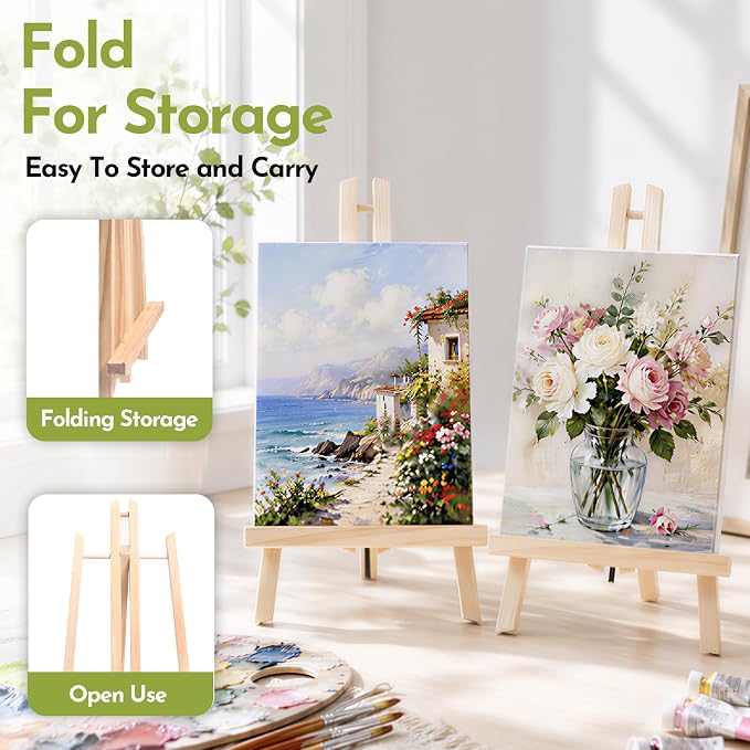 Conda 2 Pack 11.8 Inch Wooden Tabletop Easel Stand, A-Frame Art Painting Easel for Painting, Display & Art Creation, Canvas Holder for Artists, Students & Hobbyists