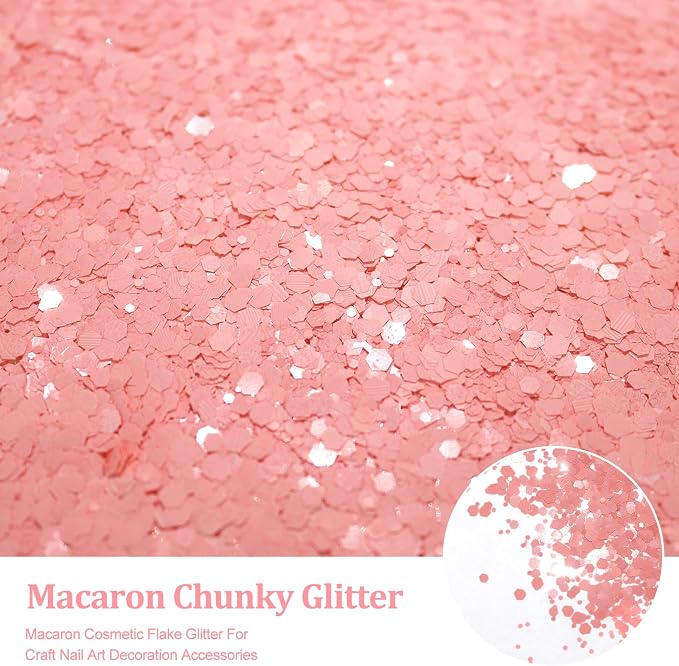 Renfio Pink Chunky Glitter,1.76oz/50g Rose Pink Resin Glitter