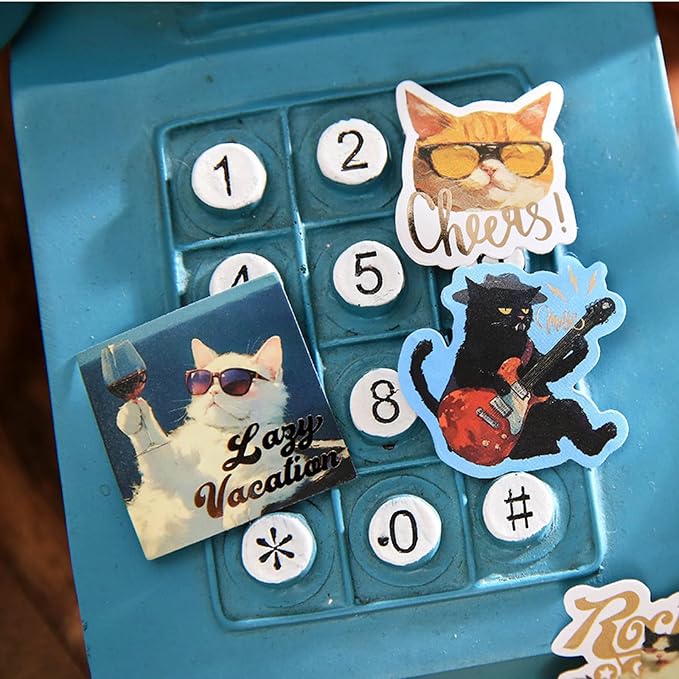 120Pcs Cute Cat Stickers with Gold Foil Design, Waterproof Vinyl Decals for Laptop Water Bottle Scrapbook Phone Case, Adorable Kitten Stickers for Adults and Pet Lovers