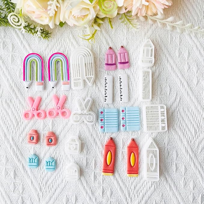 School Supplies Polymer Clay Cutters Set – Molds, Clay Cutters for Polymer Clay, Clay Earring Tools