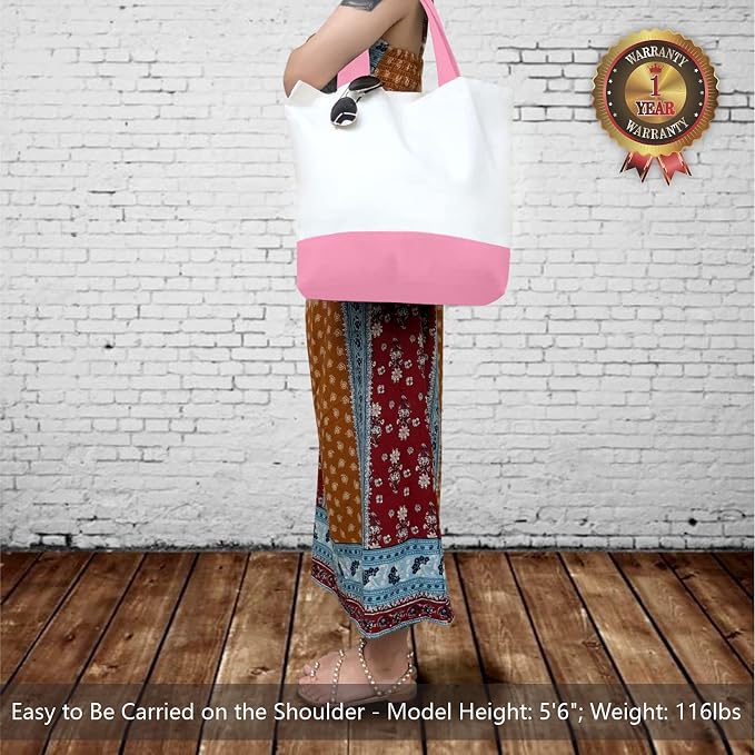 TOPDesign 3-Pack Super Strong Large 12oz Cotton Canvas Tote Bags, Reusable Grocery Shopping Cloth Bags, Fashionable Two-Tone Totes for Crafts, DIY Your Creative Designs