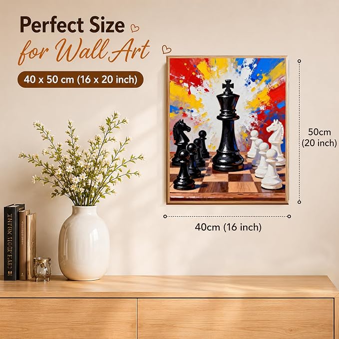 AUKELHJ Paint by Numbers Kit for Adults Beginner, Chess, 16X20 Inch | Paint by Number for Adults, Beginner Friendly, High-Definition Color Canvas, Stress Relief, Home Decor, Gifts, Unframed
