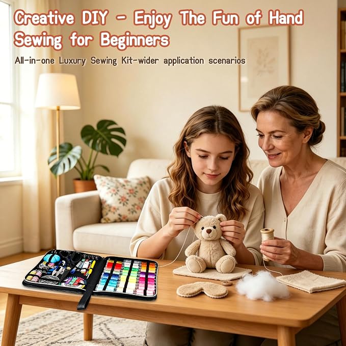 Hoarecal Sewing Kit for Adults, 241 Pcs Upgraded Needle and Thread Kit Hand Travel Sewing Supplies Repair Kits for Home Dorm College Beginners - Gifts for Mom Grandma
