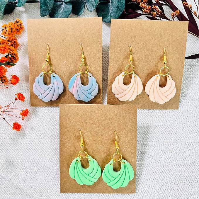 Xaekicr Polymer Clay Cutters – 2PCS Shell Swirl & Abstract Arch Clay Cutters for Polymer Clay Jewelry, Clay Tools and Earring Cutters for DIY Crafts and Earring Kit