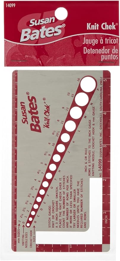Susan Bates 14099 Knit-Chek for Knitting Needle, Pink, 3 by 5-1/2-Inch