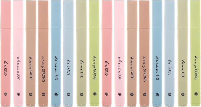DIVERSEBEE Bible Highlighters with Soft Chisel Tip, 16 Pack Assorted Colors Pens No Bleed, Quick Dry Set, Cute Aesthetic Markers, Bible Study Journaling Supplies and Accessories (Earthy)