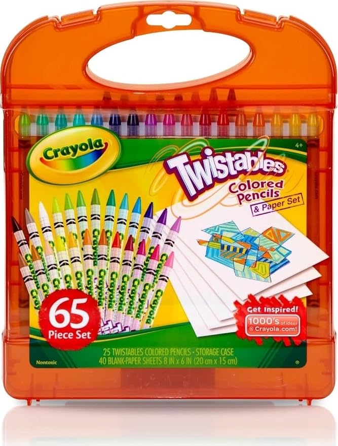Crayola Twistables Colored Pencils Set 65 pieces (25 pencils + 40 paper sheets), Kids Drawing Kit, Portable Art Case, Kids Colored Pencils, Coloring Supplies, Gifts. | Portable Art Case, Kids Colored Pencils, Coloring Supplies, Gifts
