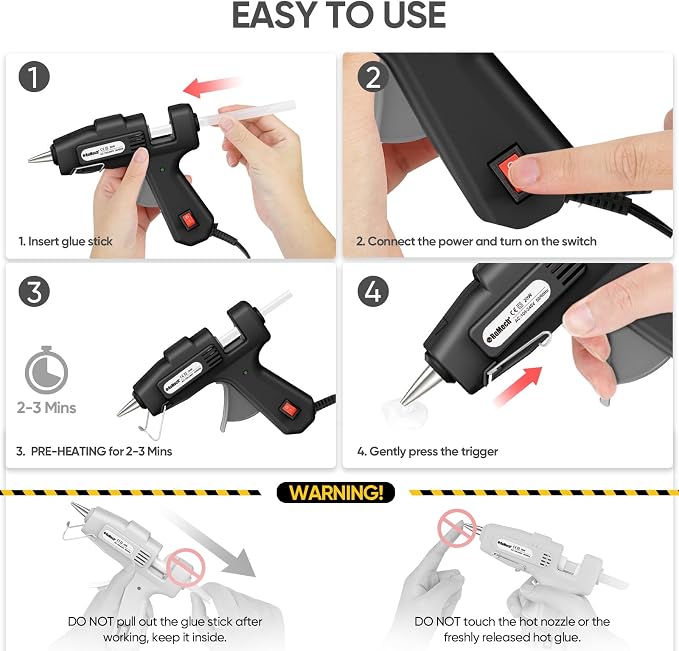 ROMECH 20W Mini Hot Glue Gun Kit, 30 Glue Sticks Set for DIY Crafts, Repair