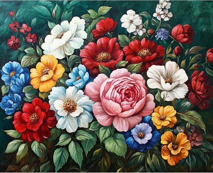 Banket Paint by Numbers Kit for Adults Beginner Flowers DIY Painting Kits for Adults Floral Easy Adult Paint by Number Kits on Canvas Color by Numbers for Gifts Home Wall Decor 16x20 Inch