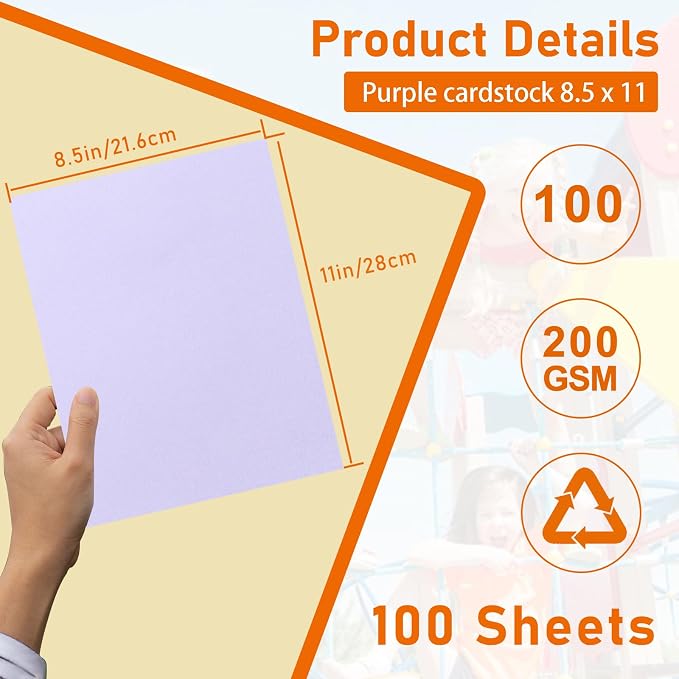 Guakicae 100 Sheets Purple Cardstock 8.5 x 11 Craft Paper 75lb