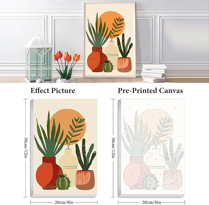 Easy Plant Framed Paint by Numbers Kit for Adults Beginner 8x12 Inch