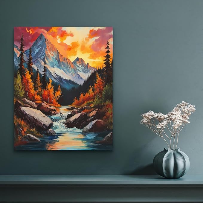 Banket Paint by Numbers Kit for Adults Beginner Mountain DIY Painting Kits for Adults Landscape Easy Adult Paint by Number Kits on Canvas Color by Numbers for Gifts Home Wall Decor 16x20 Inch