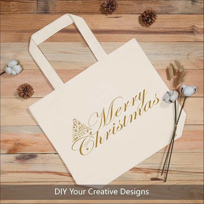 TOPDesign 3-Pack Super Strong Large 12oz Cotton Canvas Tote Bags, Reusable Grocery Shopping Cloth Bags, Fashionable Two-Tone Totes for Crafts, DIY Your Creative Designs