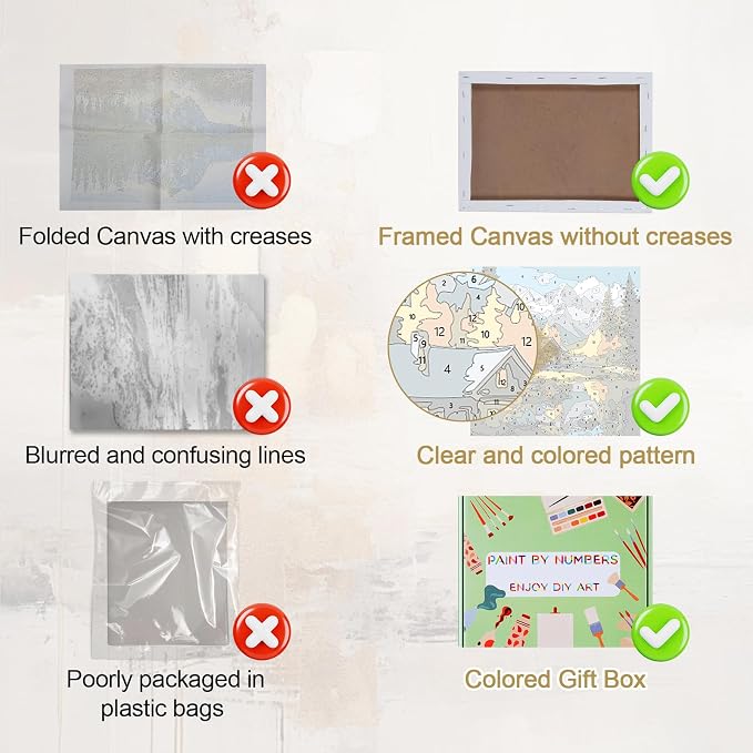 Ninonly Paint by Numbers Kit for Adults with Framed Canvas 4 Pack, Moon Night Paint by Number Arts Kits for Beginner with Wooden Easel, Acrylic Set, Brushes for Home Decor, 9 * 12 Inch