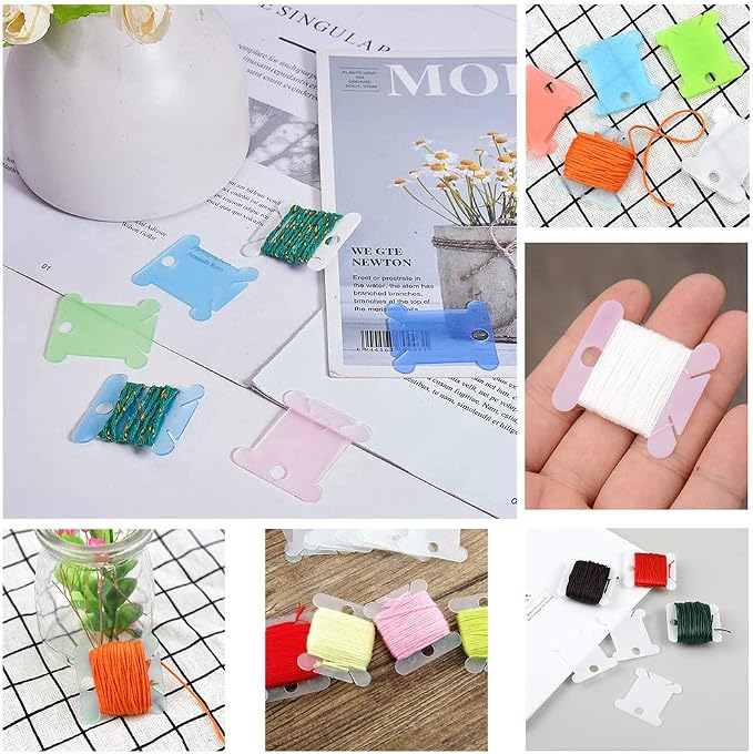 LOKUNN Embroidery Floss Bobbins 100 PCS Plastic Embroidery Floss Organizer