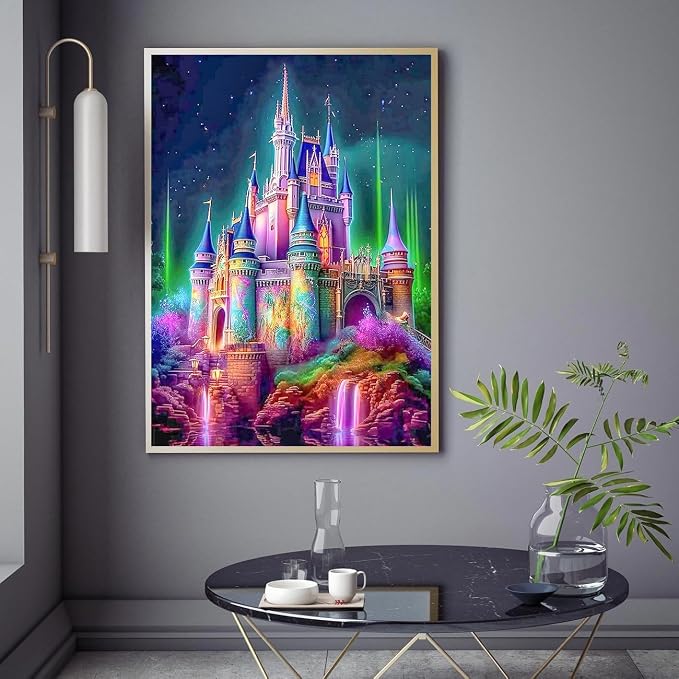 Meothan Diamond Art Kits for Adults Castle Diamond Painting Kit 12x16in | 5D Castle Diamond Art Painting Kit for Adult, DIY Full Round Drill Gem Art Diamond Dots Kits for Home Wall Decor Gift